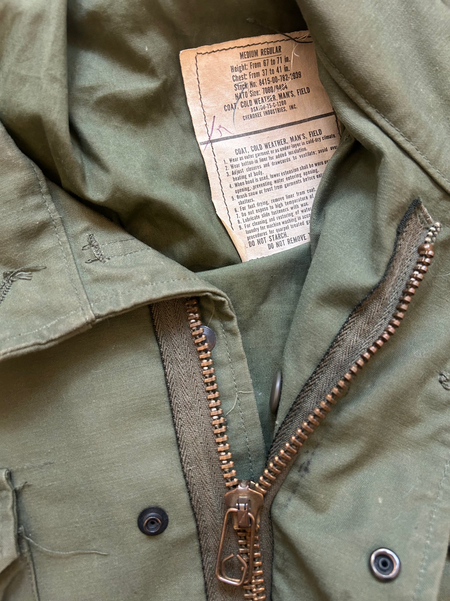 1970s M65 Cold Weather Parker. Size Medium.